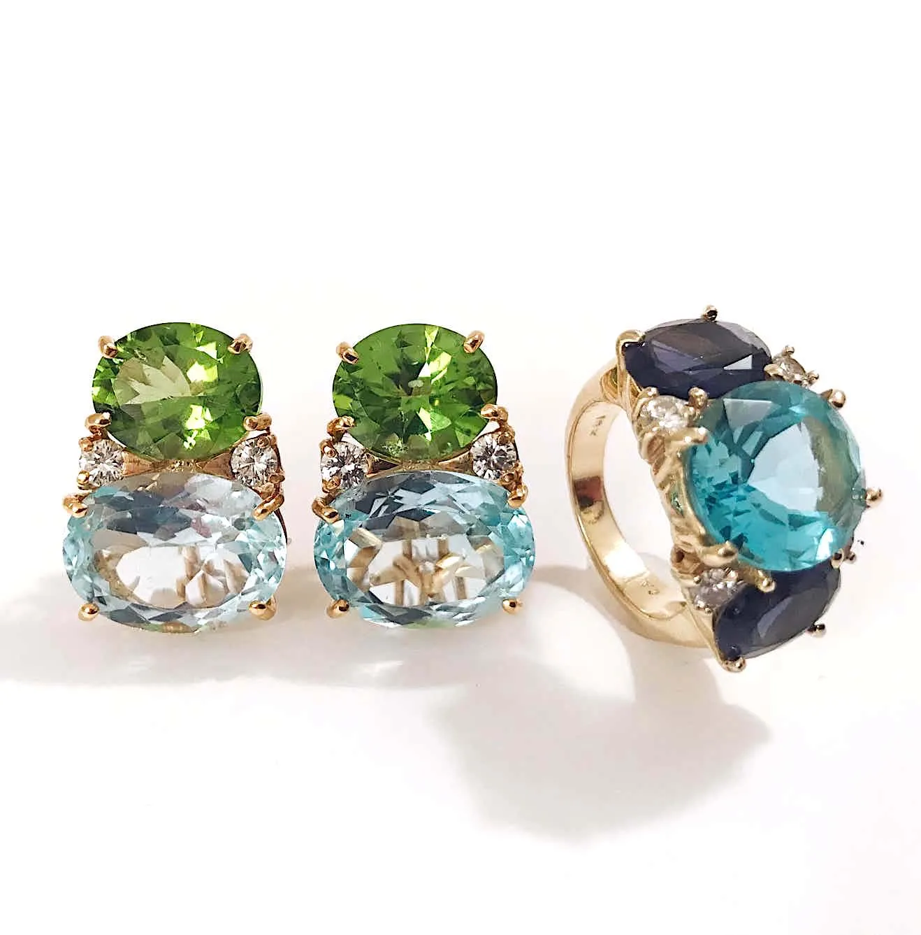 Mini GUM DROP™ Earrings with Peridot, Blue Topaz and Diamonds