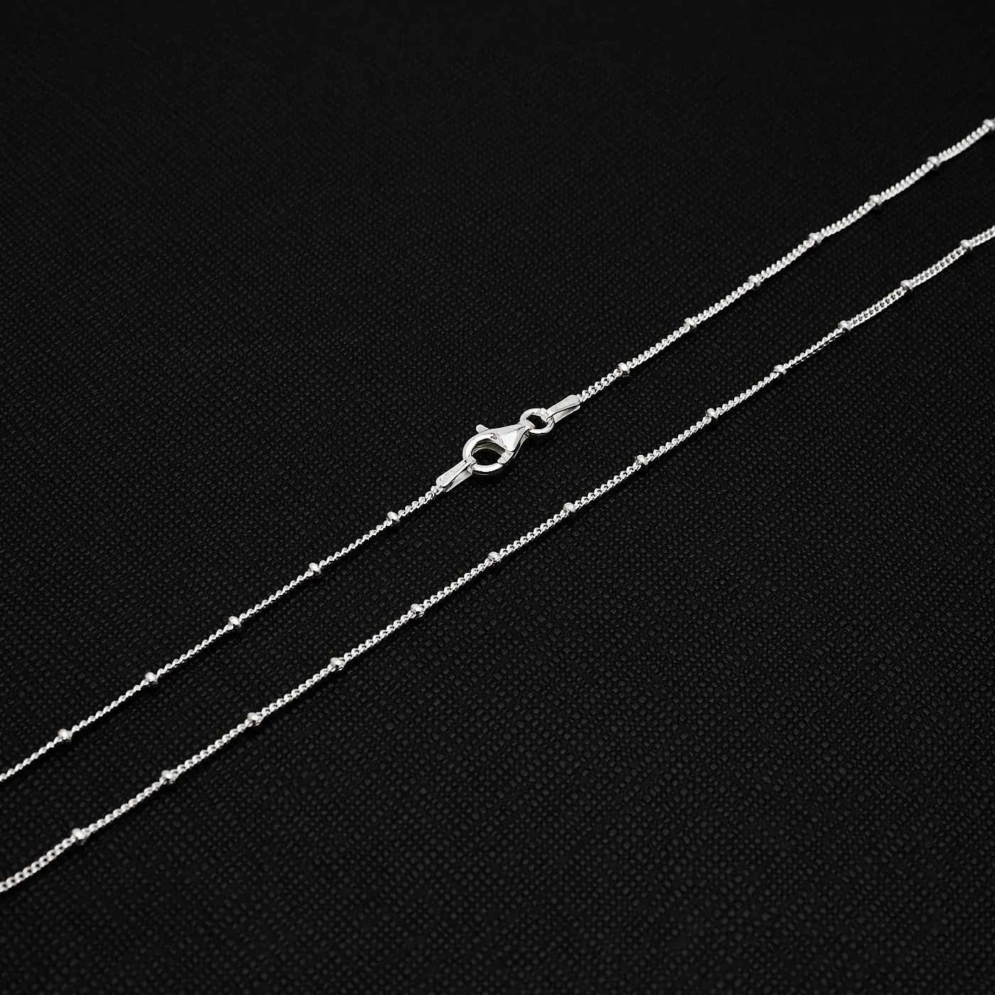 Minimalist Silver Chain Women's 925 Sterling Silver Italian Curb Ball Beaded Chain Necklace