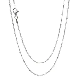 Minimalist Silver Chain Women's 925 Sterling Silver Italian Curb Ball Beaded Chain Necklace