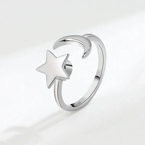 Moon and Star Fidget Anxiety Ring S925