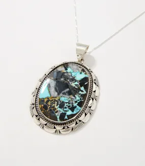 Natural Blue Moon Turquoise Pendant Necklace