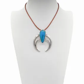 Navajo Silver Blue Gem Turquoise Double Naja