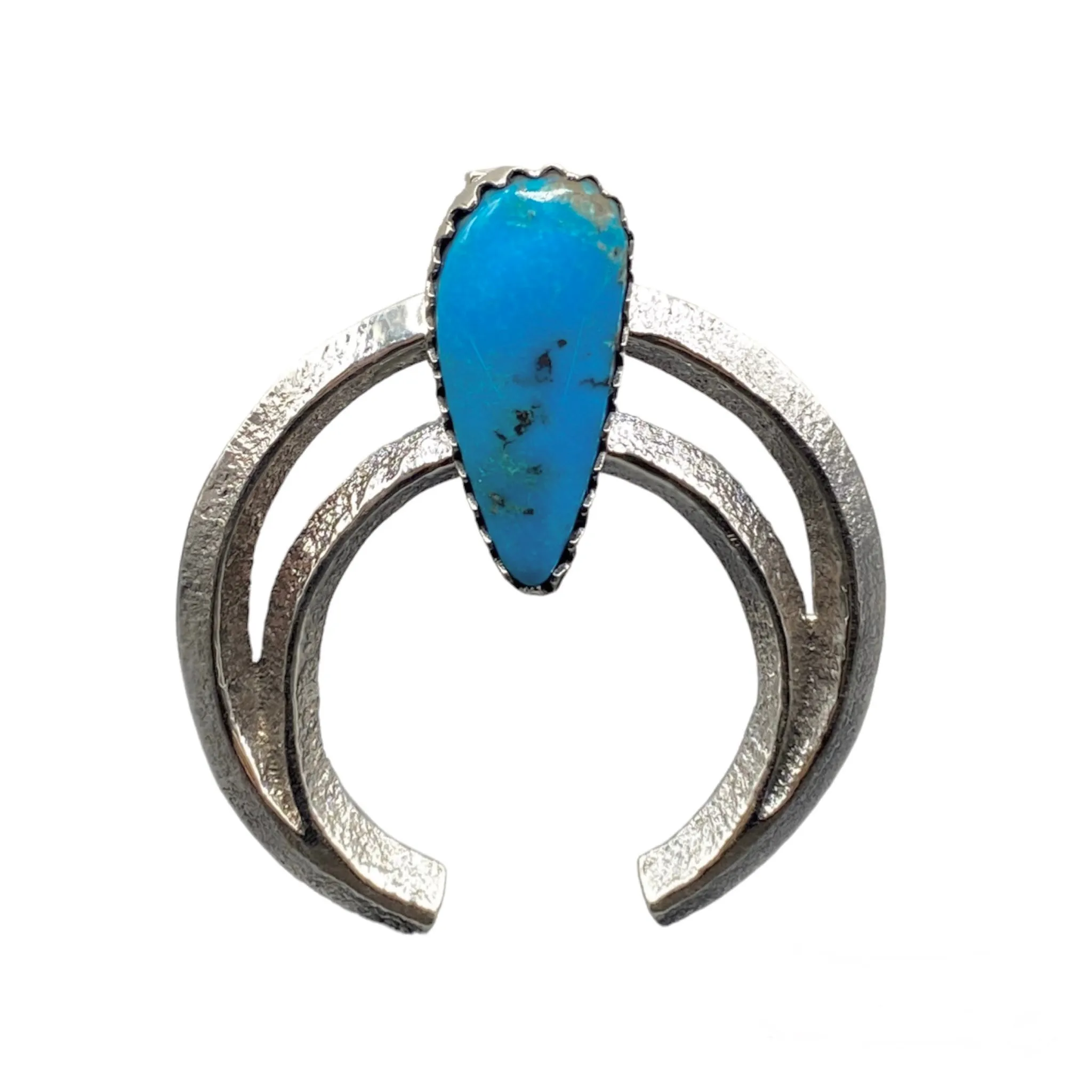 Navajo Silver Blue Gem Turquoise Double Naja