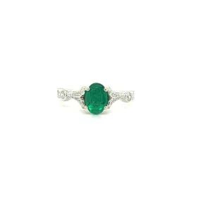 Oval Emerald Ring with 0.39ctw of Diamonds in 14K White Gold