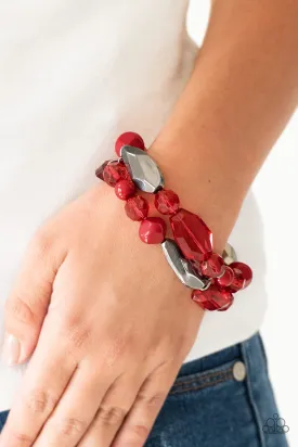 Paparazzi Accessories  - Rockin Rock Candy #B466 Drawer 1/3 - Red Bracelet