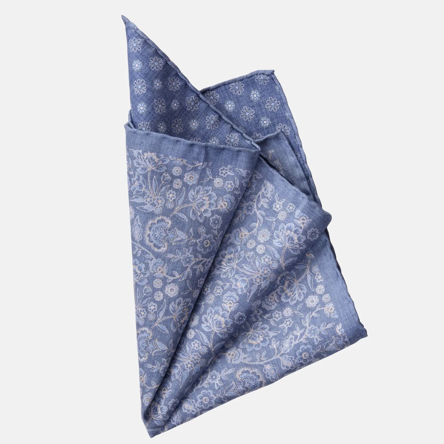 Pascal - Double Sided Silk Pocket Square - Blue