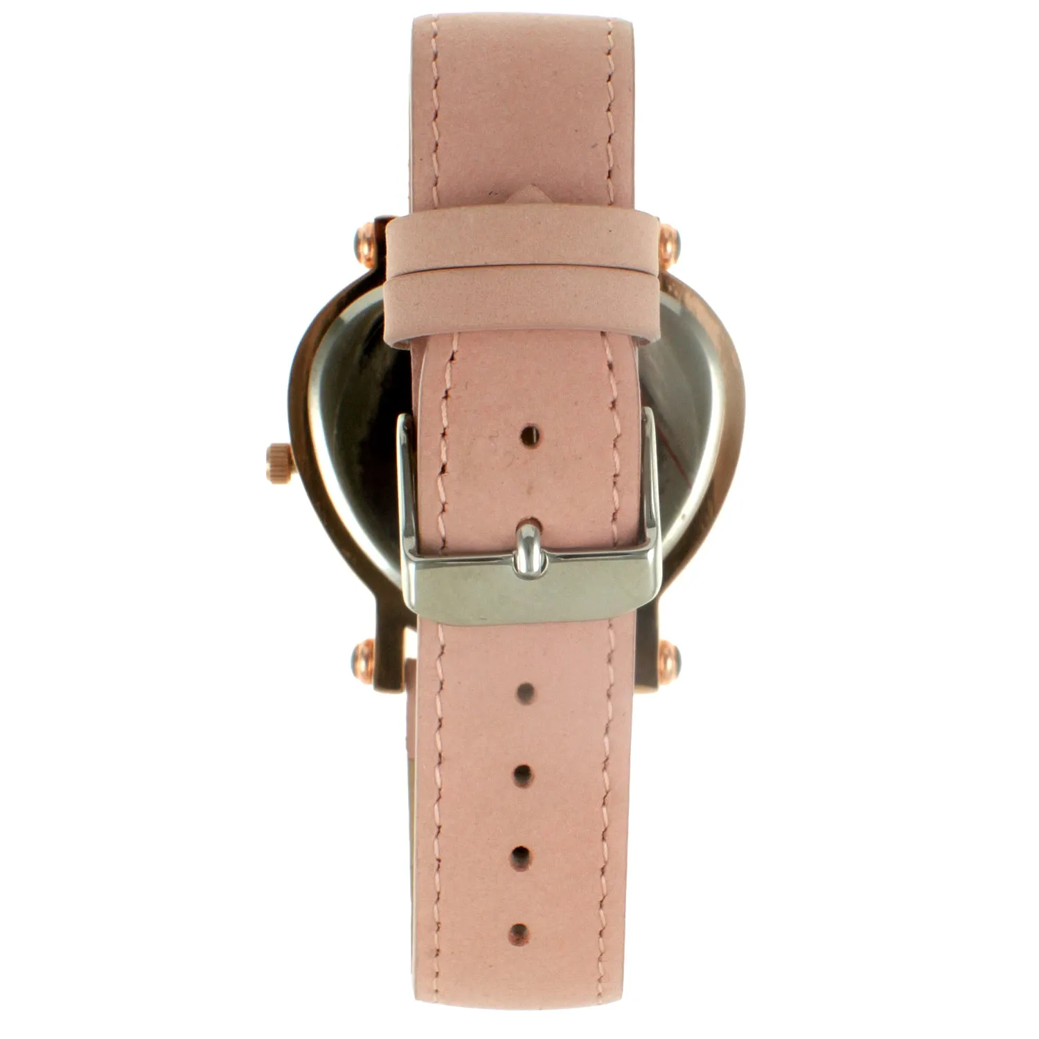 Peugeot Women's Heart Shaped Rose Gold Crystal Watch with Blush Pink Strap