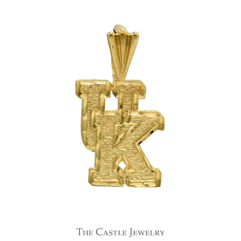 "UK" Wildcat Logo Charm Pendant in 14k Yellow Gold