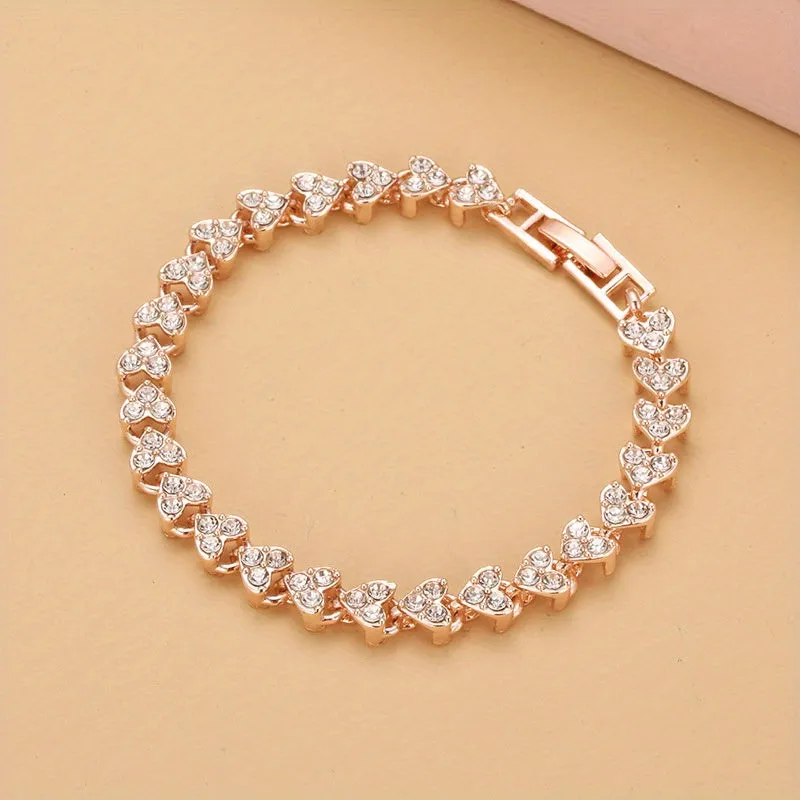 Rose GoldSilver Crystal Bracelet Exquisite Wedding Gift for Men and Women