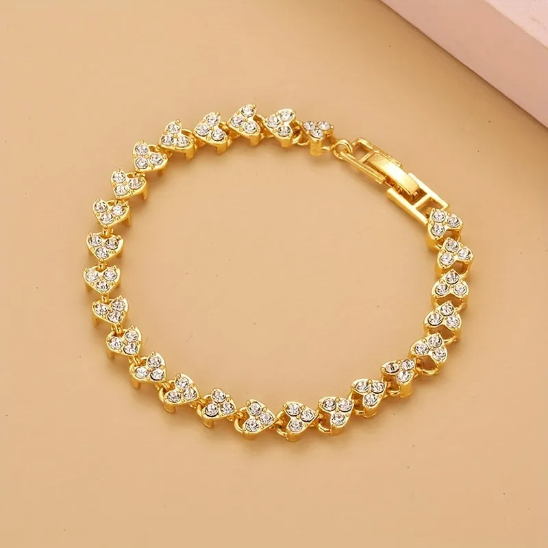 Rose GoldSilver Crystal Bracelet Exquisite Wedding Gift for Men and Women