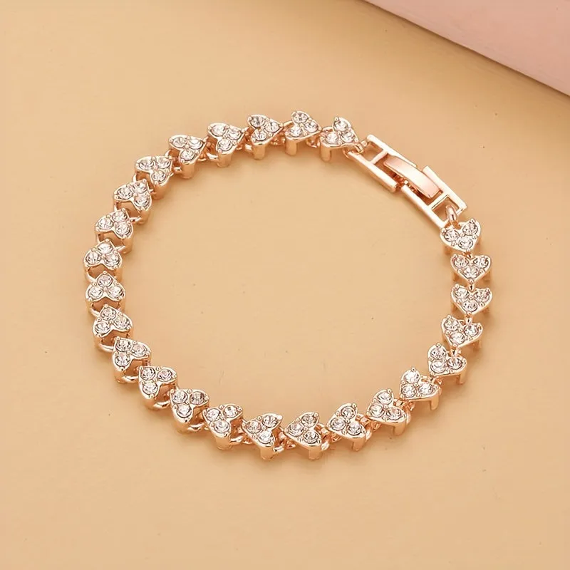 Rose GoldSilver Crystal Bracelet Exquisite Wedding Gift for Men and Women