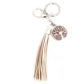 Rose Quartz Tree of Life Keyring