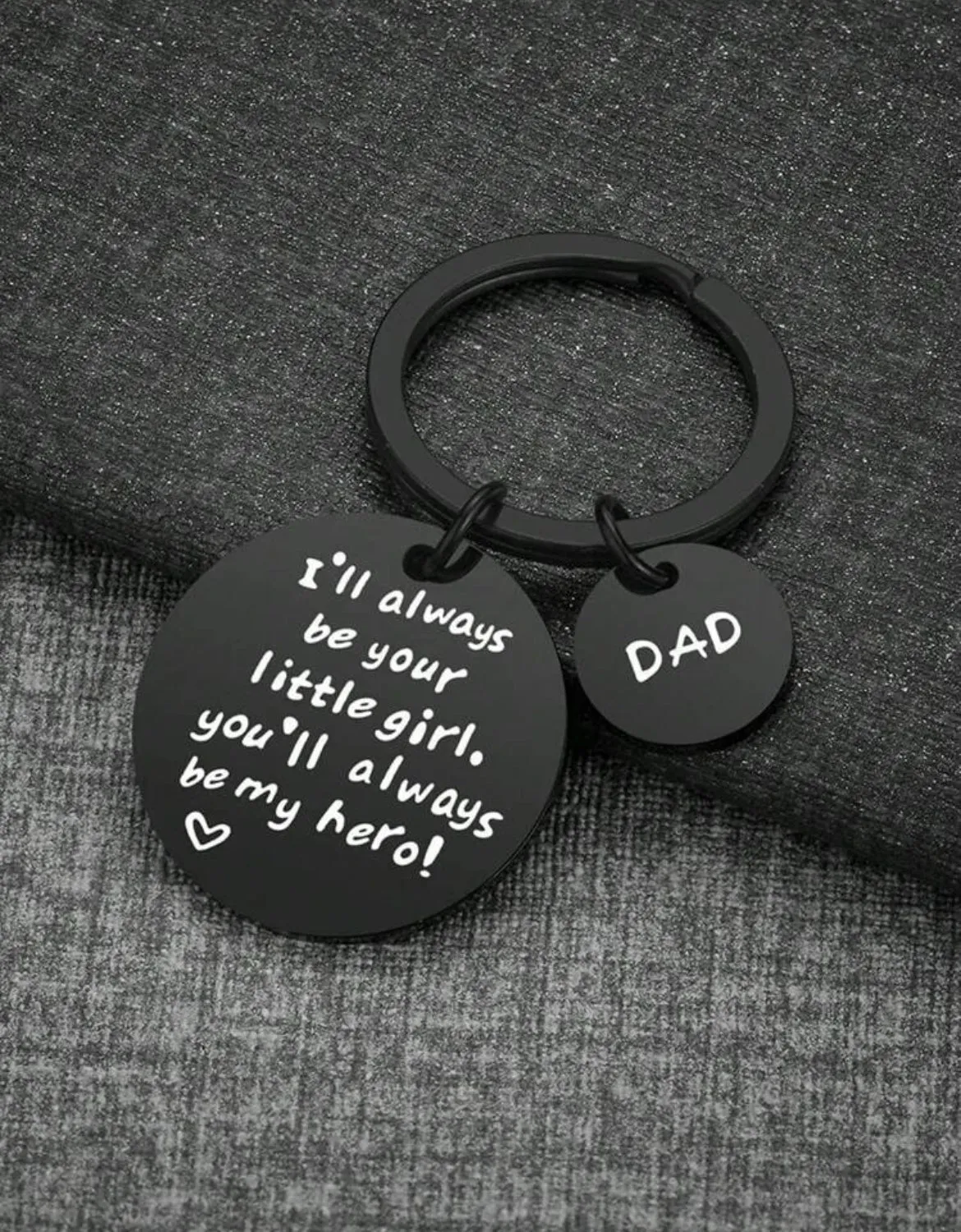 Round "I'll Always Be Your Little Girl" Keychain with Dad Pendant