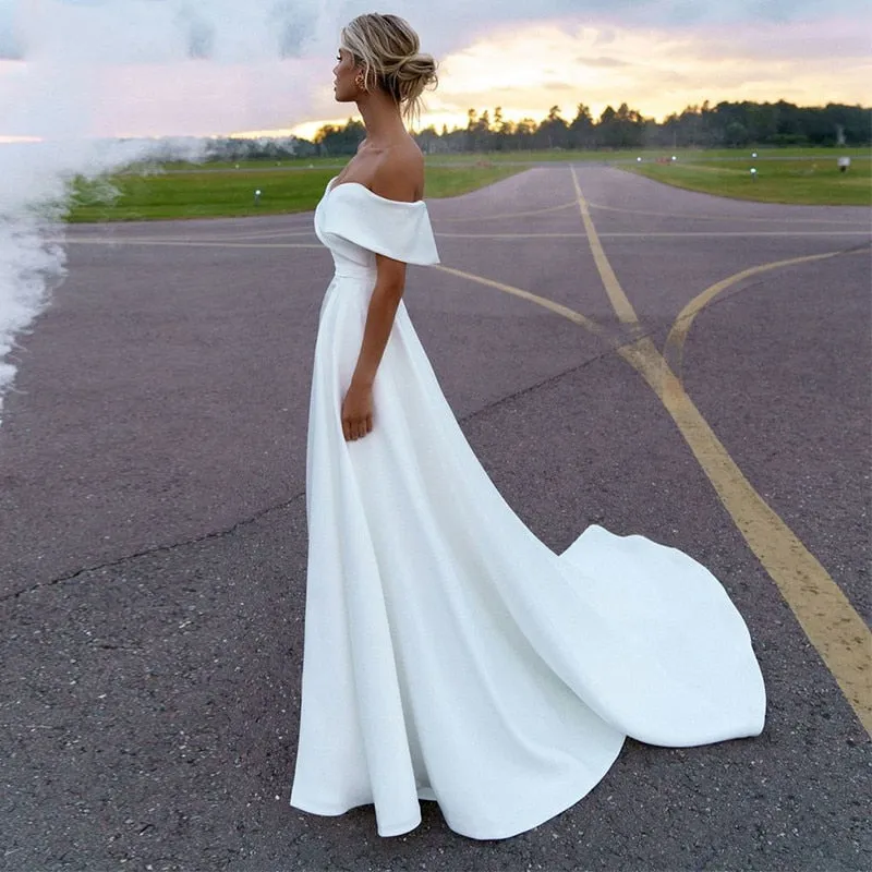 Soft Satin Off The Shoulder Mermaid Wedding Dresses