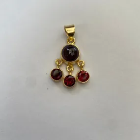 Solid Silver Garnet Gold Plated Multi-Gem Pendant