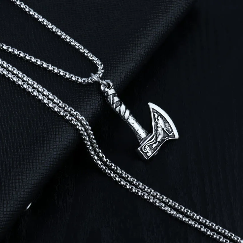 Stainless Steel Jewelry Viking Celtic Tomahawk Men's Necklace European and American Personality Titanium Steel Pendant