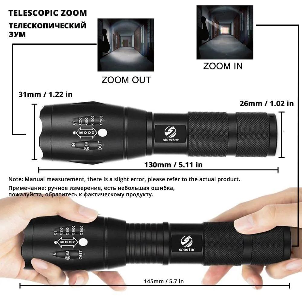 Tactical Rechargeable Flashlight LED