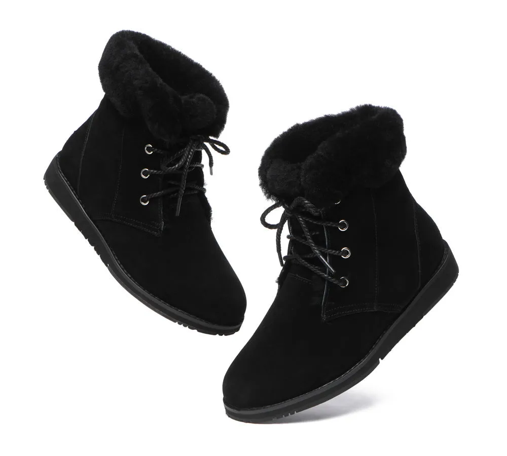 TARRAMARRA® Women Sheepskin Wool Lace Up Ankle Fashion Boots Bonnie