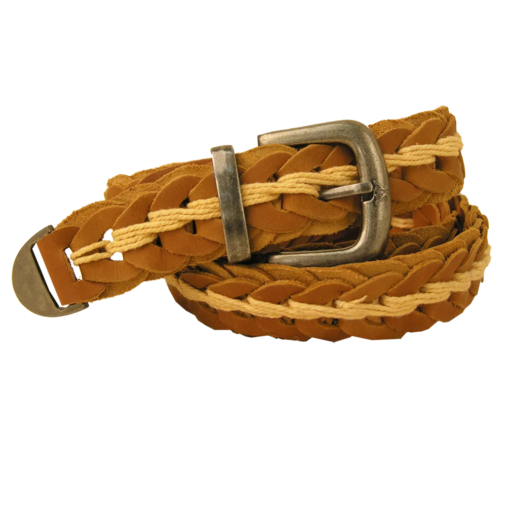 Tucker Buffalo Leather Hand Braided Belt in Rust