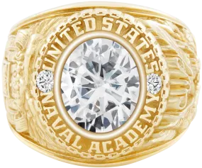 USNA Class Ring Mod™ with Moissanite Centerpiece and Diamond Dividers