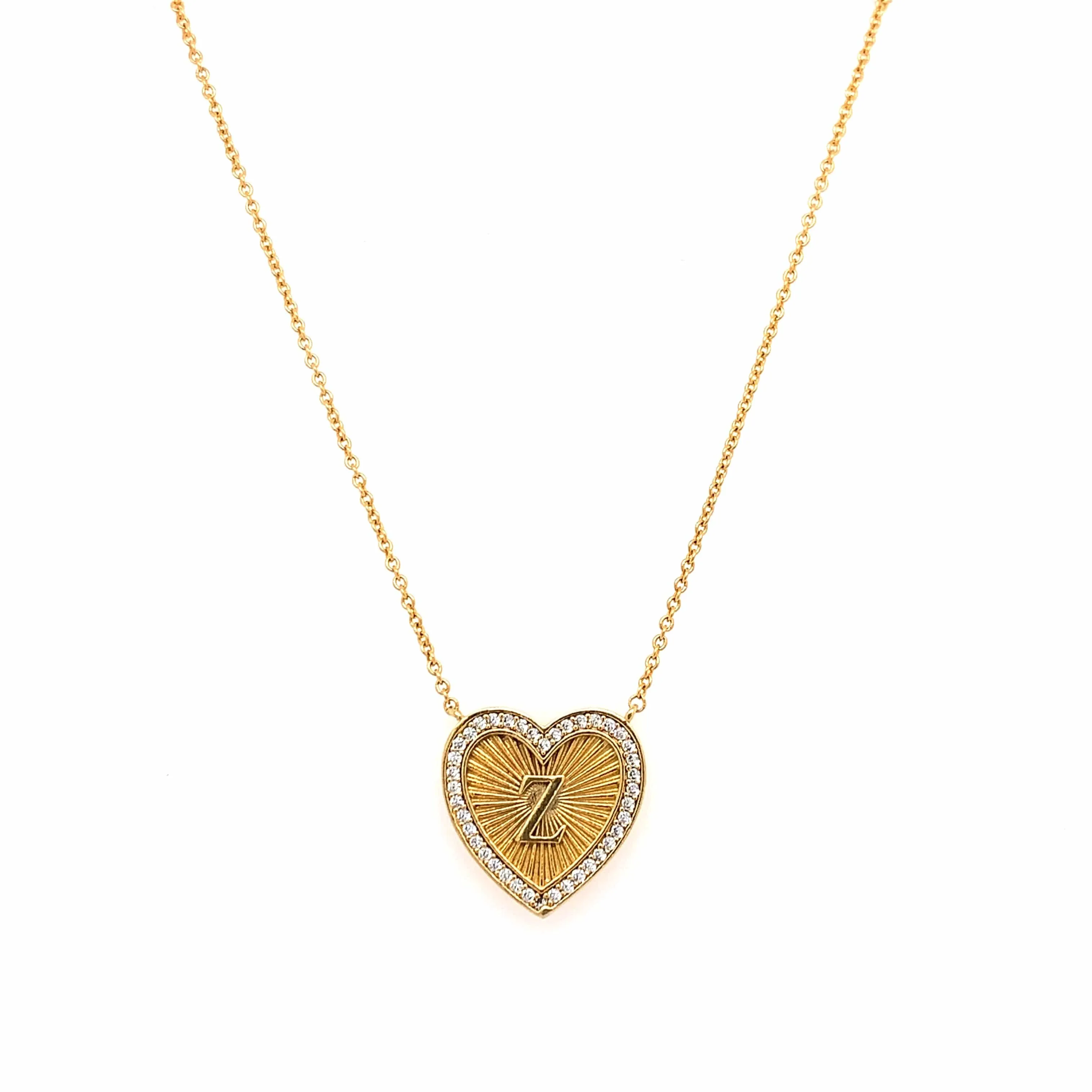 Vintage Heart Initial Necklace