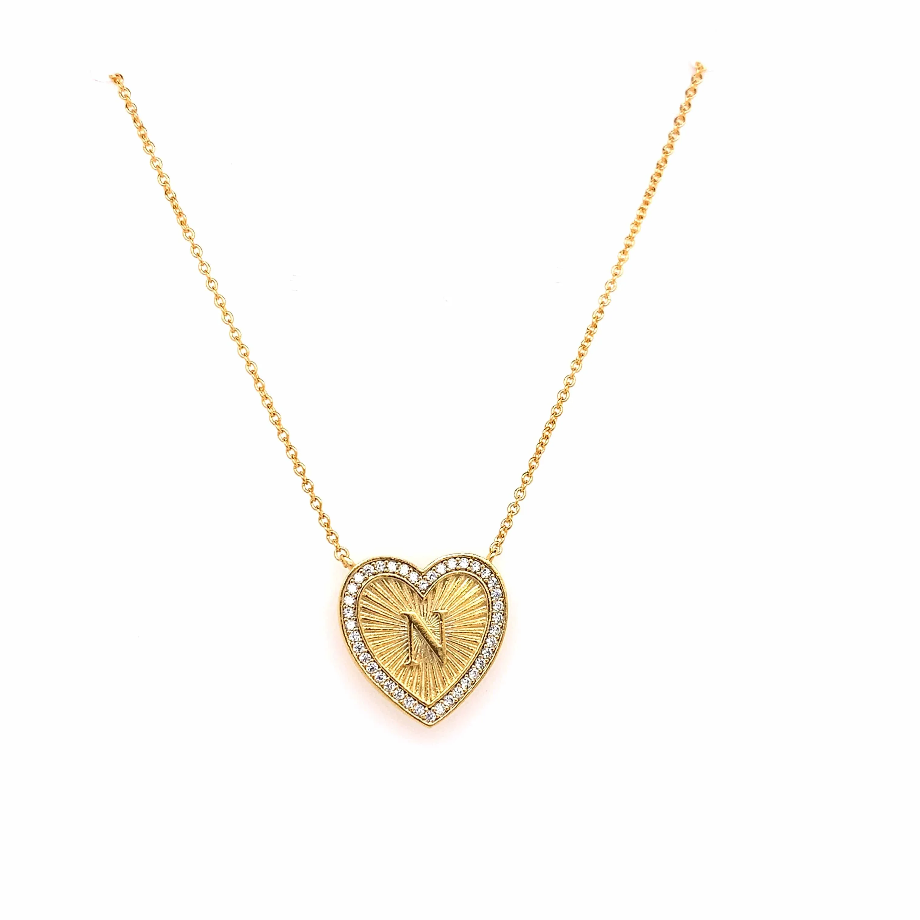 Vintage Heart Initial Necklace