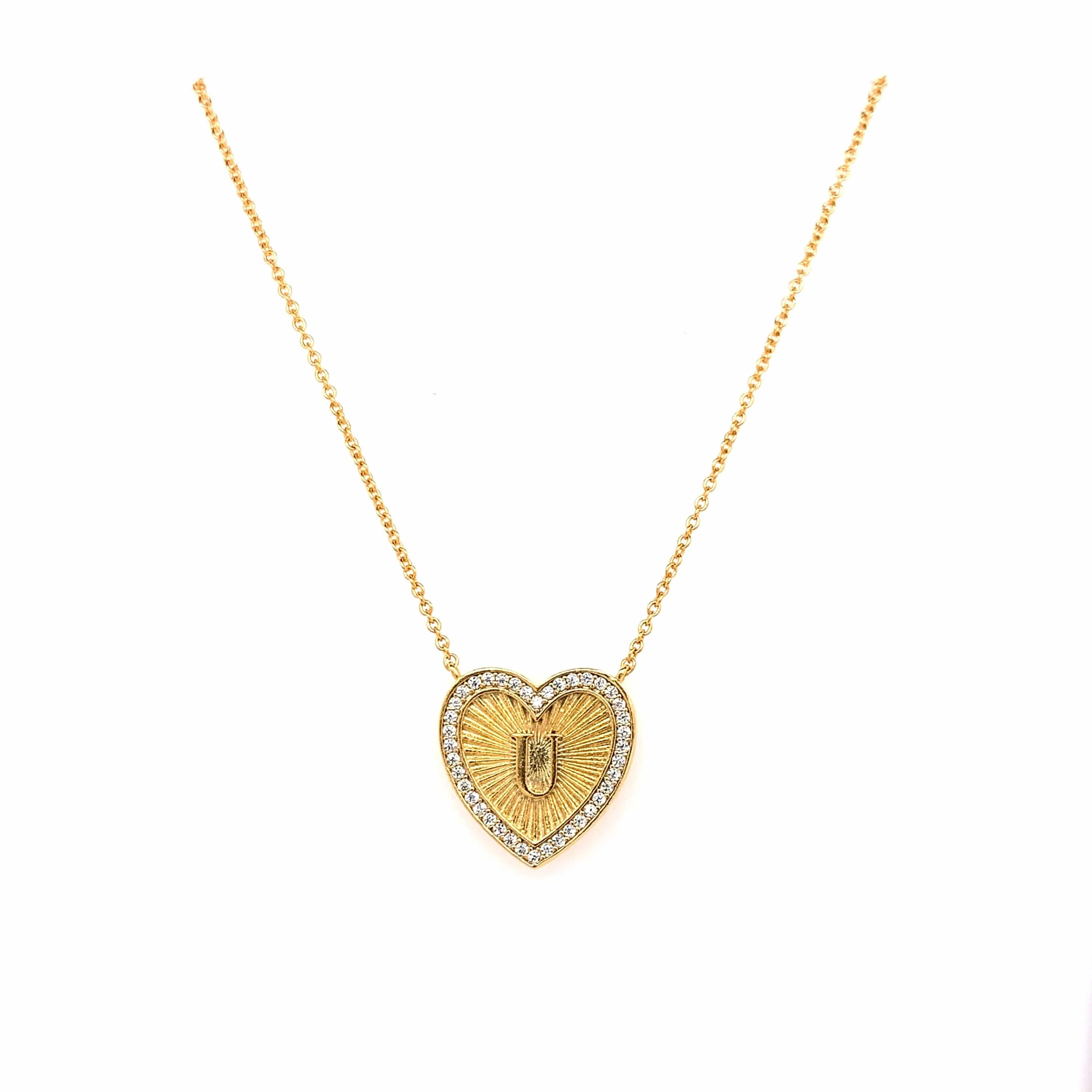 Vintage Heart Initial Necklace