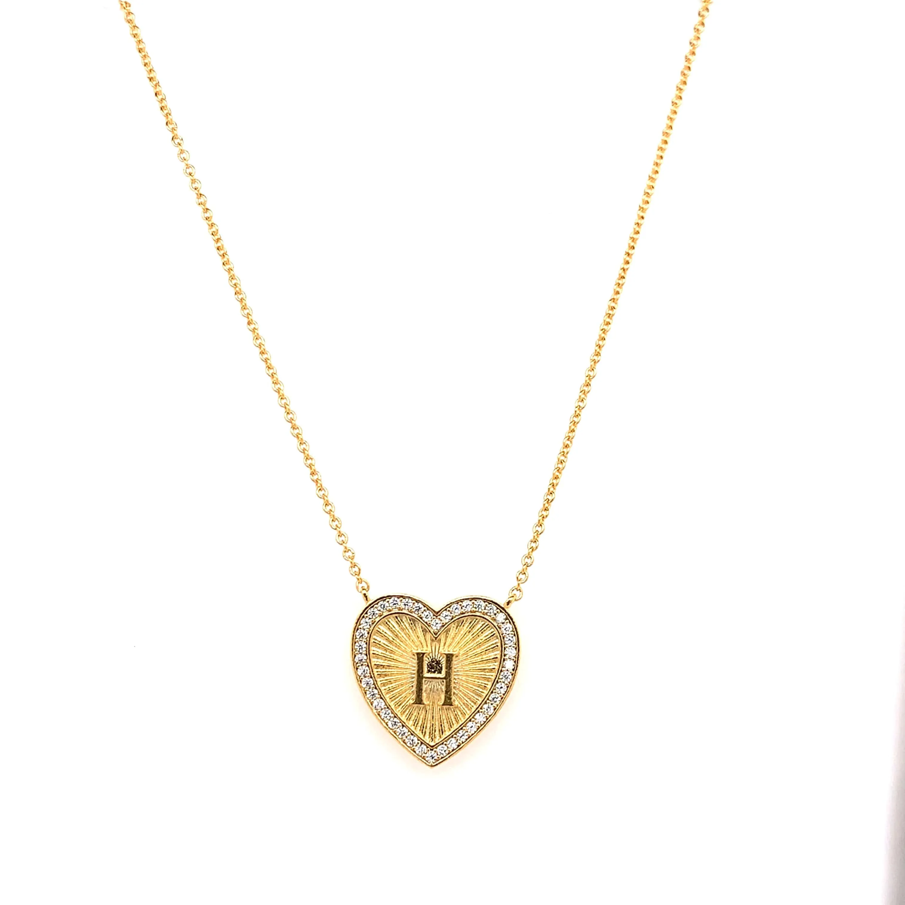 Vintage Heart Initial Necklace