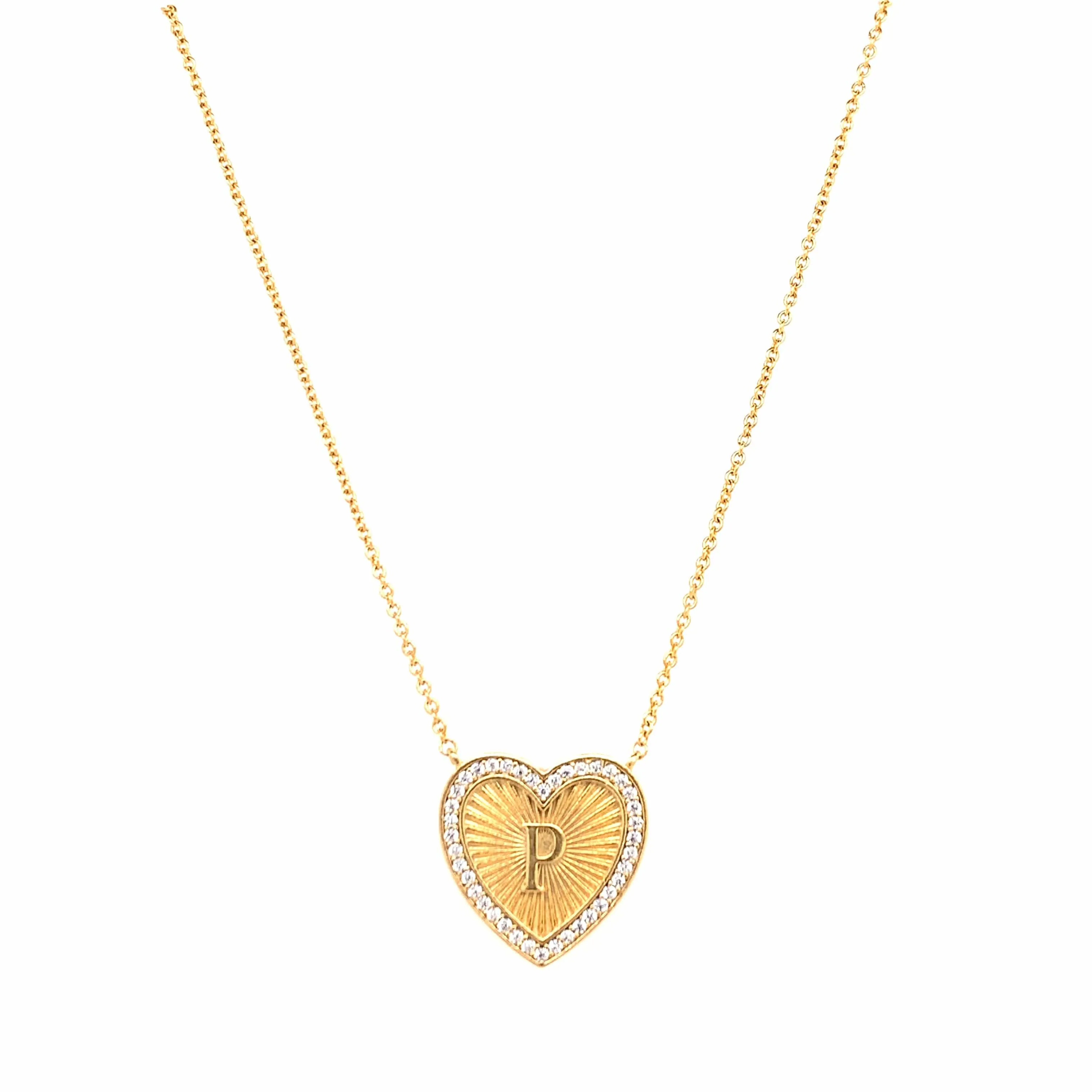 Vintage Heart Initial Necklace