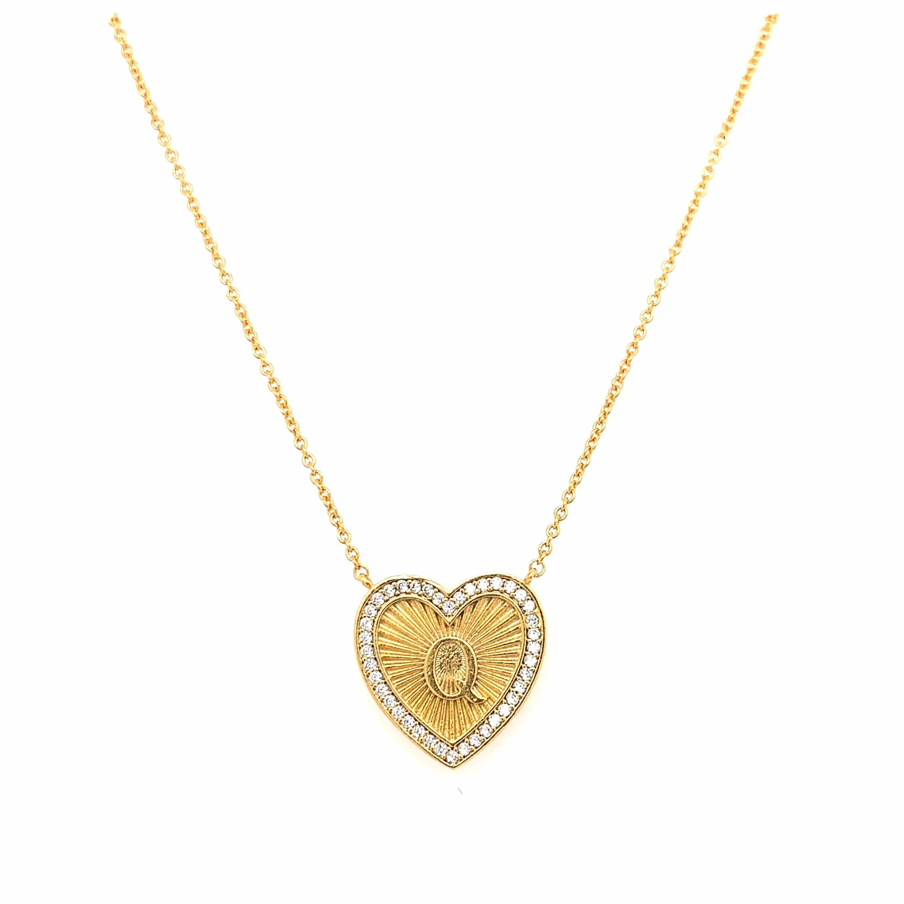 Vintage Heart Initial Necklace