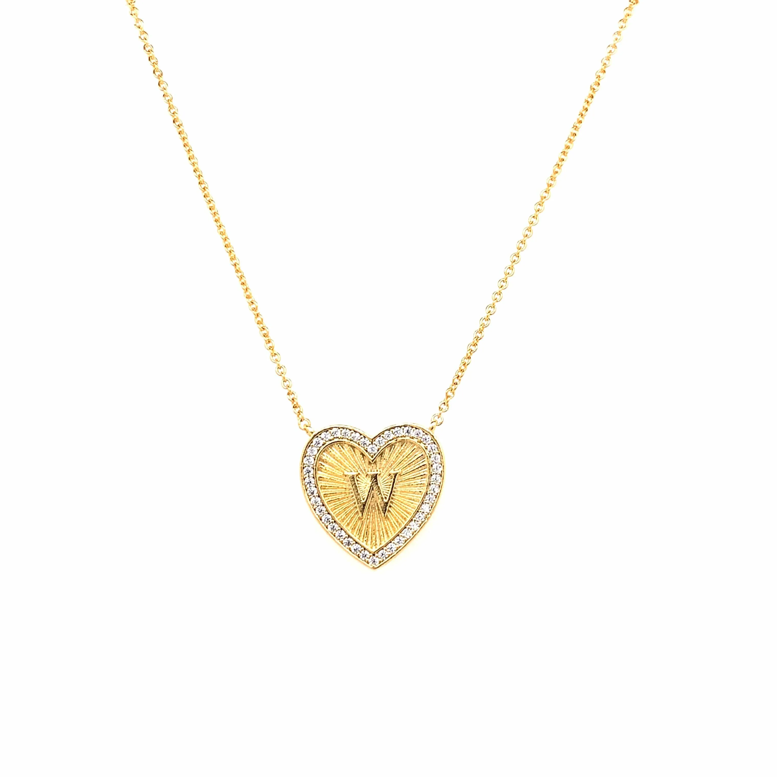 Vintage Heart Initial Necklace