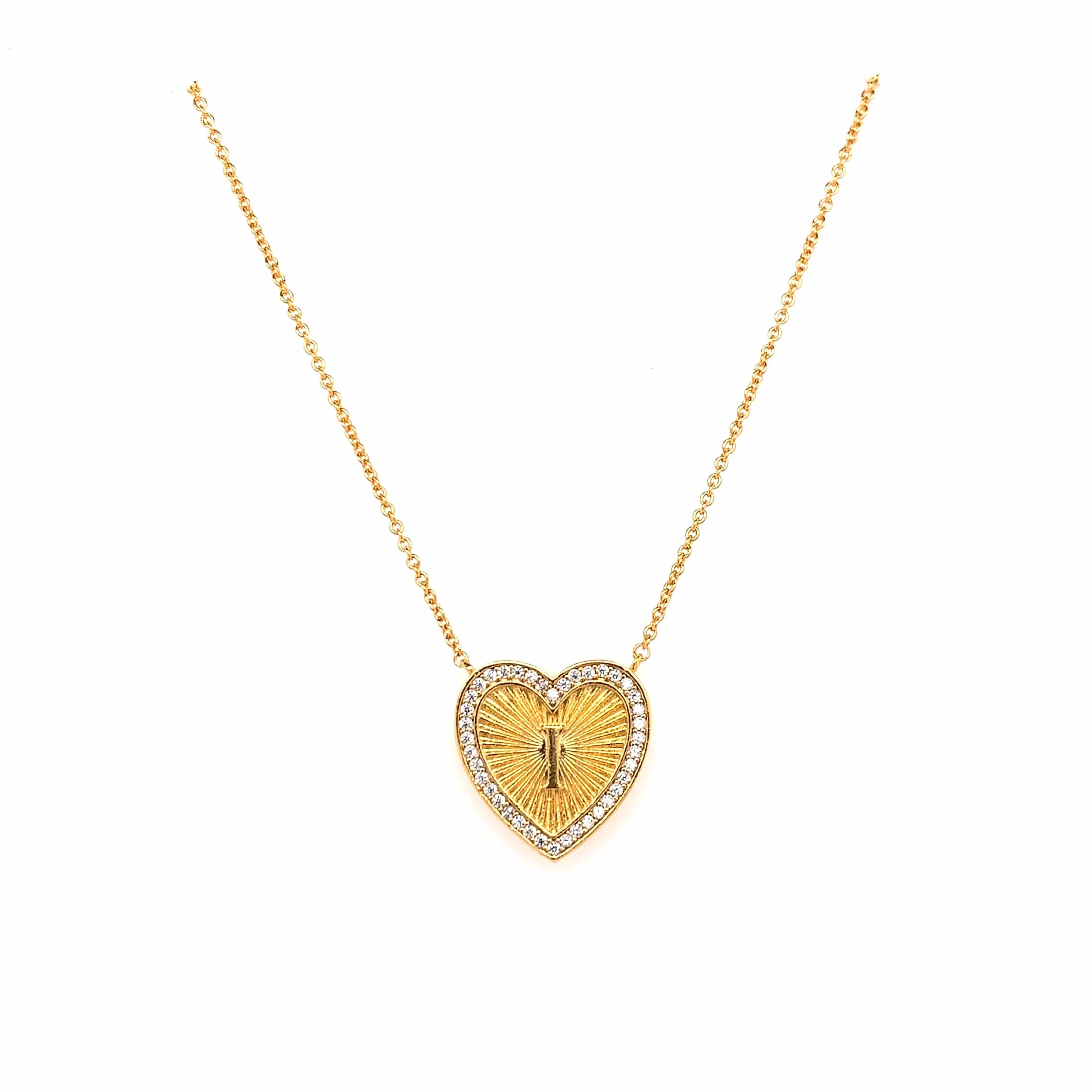 Vintage Heart Initial Necklace