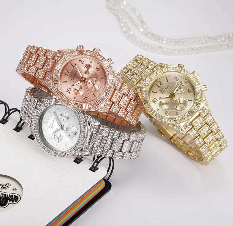 Women Crystal Quartz Analog Wrist Fashion Stainless Steel Luxury Watches