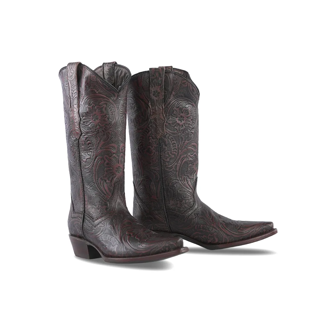 Women's Western Boot Cincelado Flores Whiskey E786