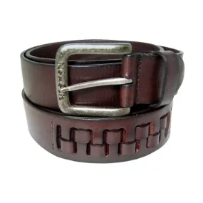 Woven Dark Brown Leather Belt