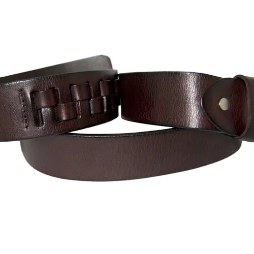 Woven Dark Brown Leather Belt